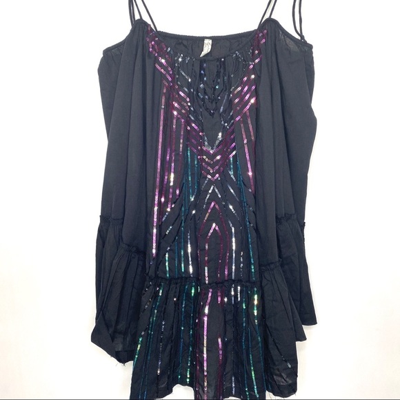 Free People Slip Dress Sequin Sugar Mountain Babydoll - XS Whimsigoth Y2K - Picture 11 of 14